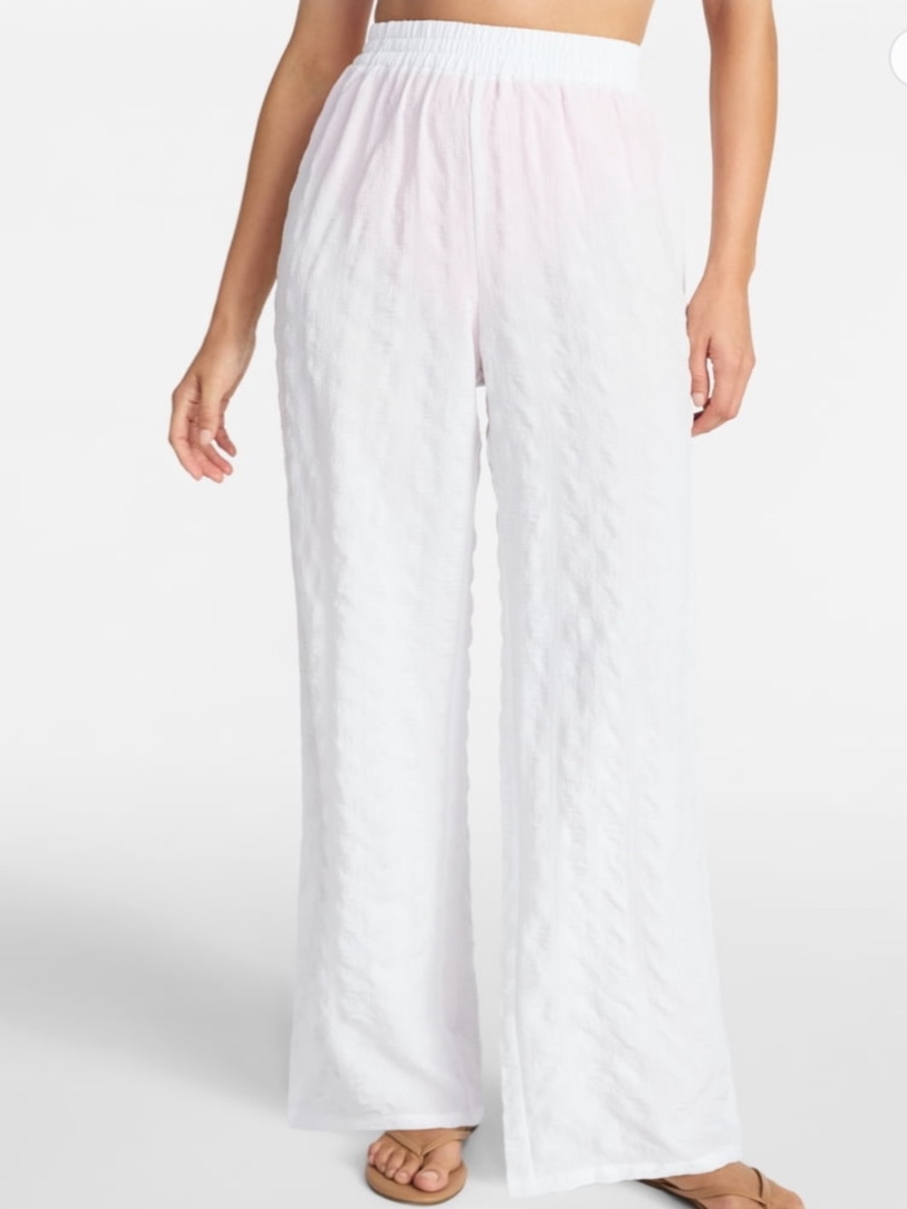 Time and Tru White Wide-Leg Swim Coverup Pants